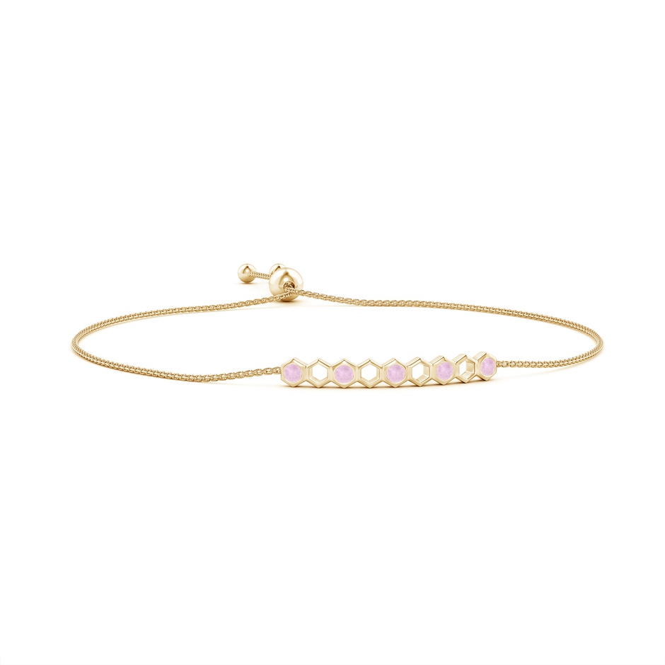 3mm AAA Natori x Angara Hexagonal Alternate Rose Quartz Bolo Bracelet in Yellow Gold 