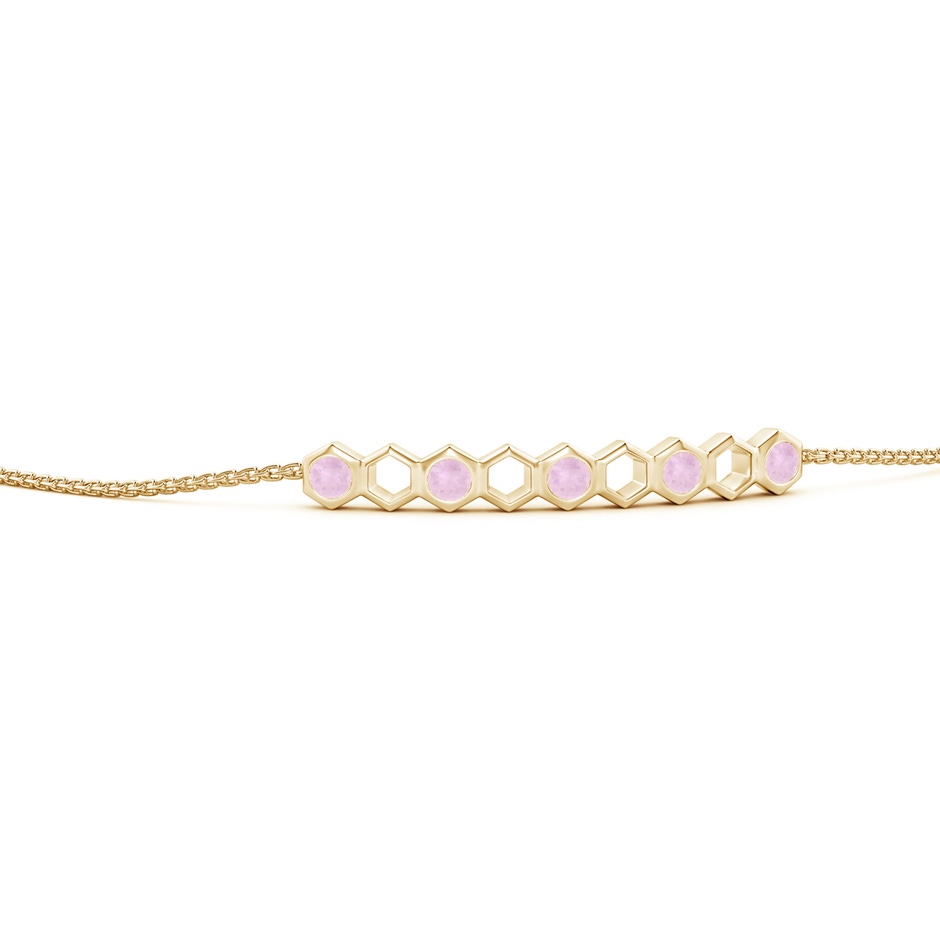 3mm AAA Natori x Angara Hexagonal Alternate Rose Quartz Bolo Bracelet in Yellow Gold side 1