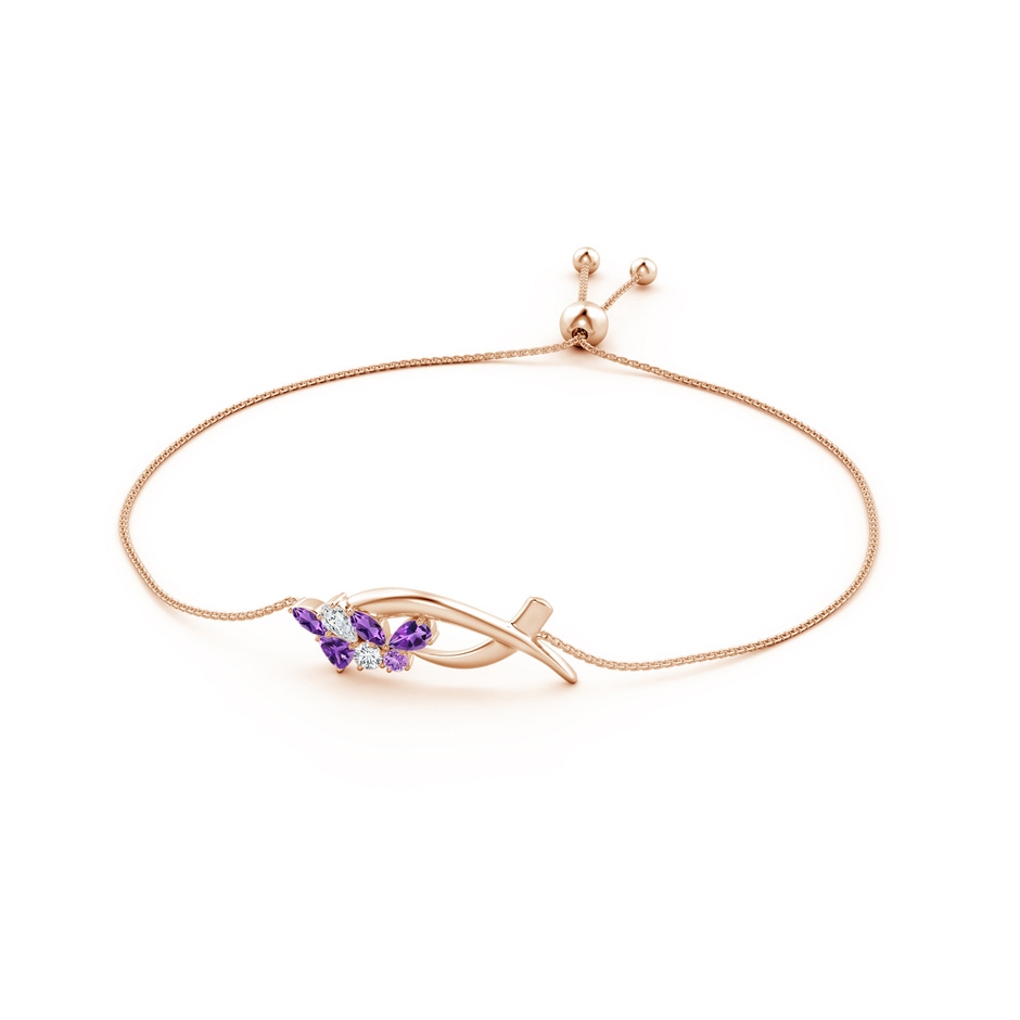 5x3mm AAA Natori x Angara Multi-Shape Amethyst & Diamond Sumi Stroke Bolo Bracelet in Rose Gold side-1