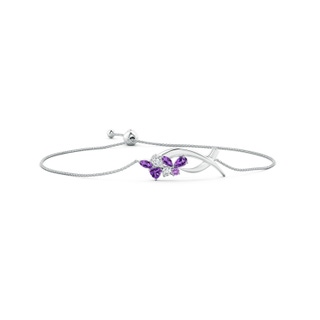 5x3mm AAA Natori x Angara Multi-Shape Amethyst & Diamond Sumi Stroke Bolo Bracelet in White Gold