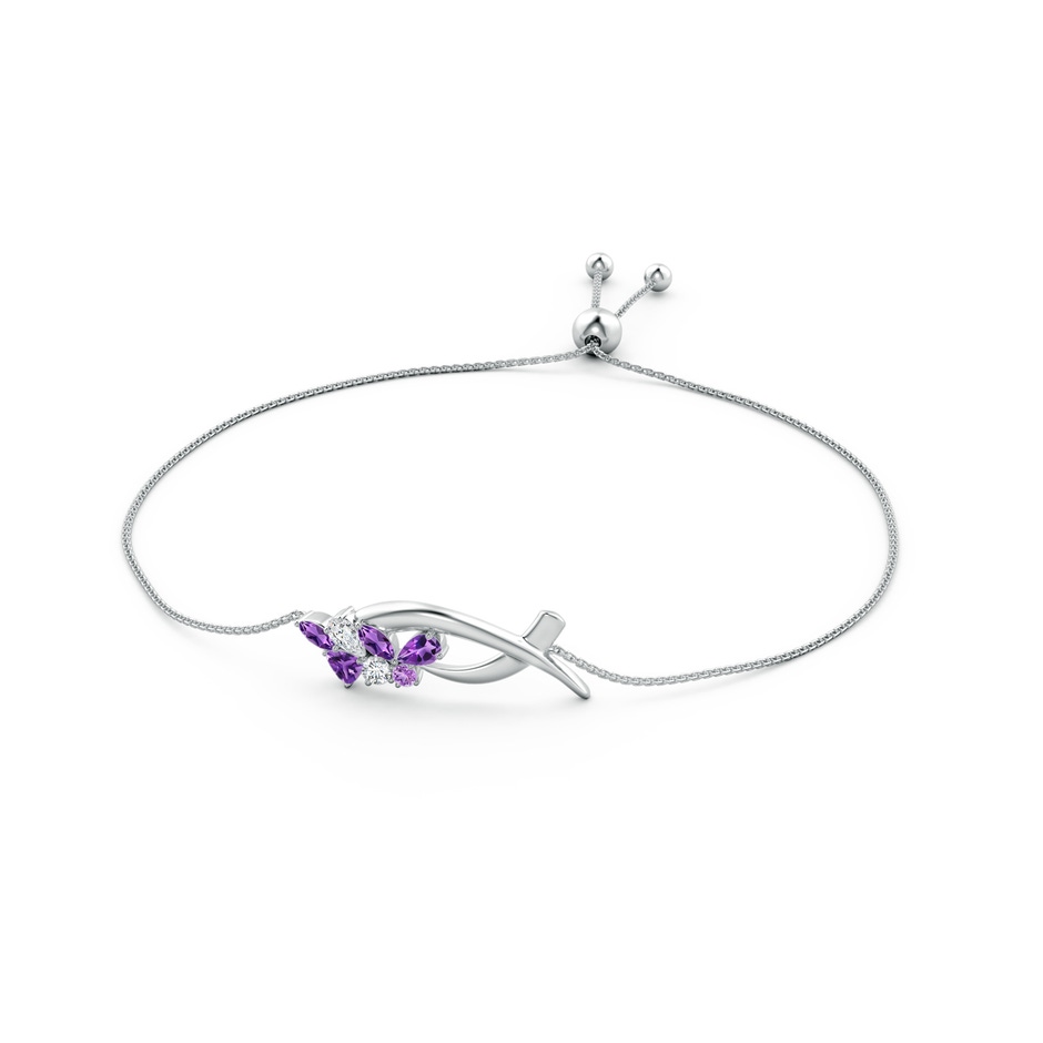 5x3mm AAA Natori x Angara Multi-Shape Amethyst & Diamond Sumi Stroke Bolo Bracelet in White Gold side-1