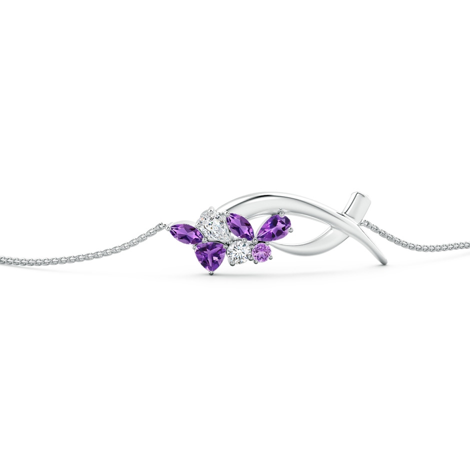 5x3mm AAA Natori x Angara Multi-Shape Amethyst & Diamond Sumi Stroke Bolo Bracelet in White Gold side-2