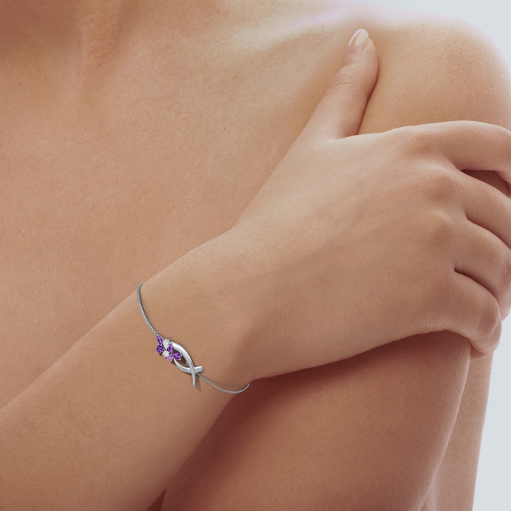 5x3mm AAA Natori x Angara Multi-Shape Amethyst & Diamond Sumi Stroke Bolo Bracelet in White Gold - body_bra