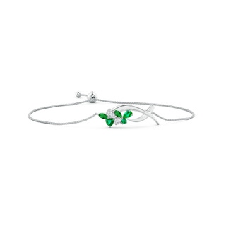 5x3mm AAA Natori x Angara Multi-Shape Emerald & Diamond Sumi Stroke Bolo Bracelet in White Gold