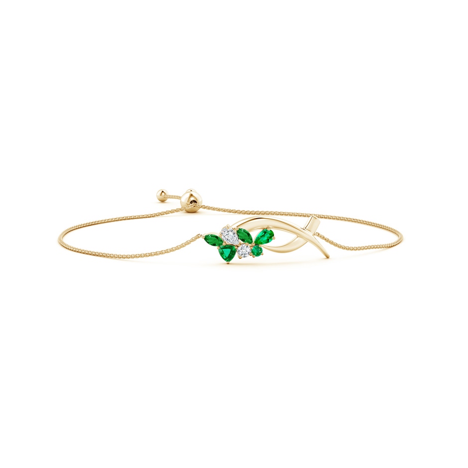 5x3mm AAA Natori x Angara Multi-Shape Emerald & Diamond Sumi Stroke Bolo Bracelet in Yellow Gold 