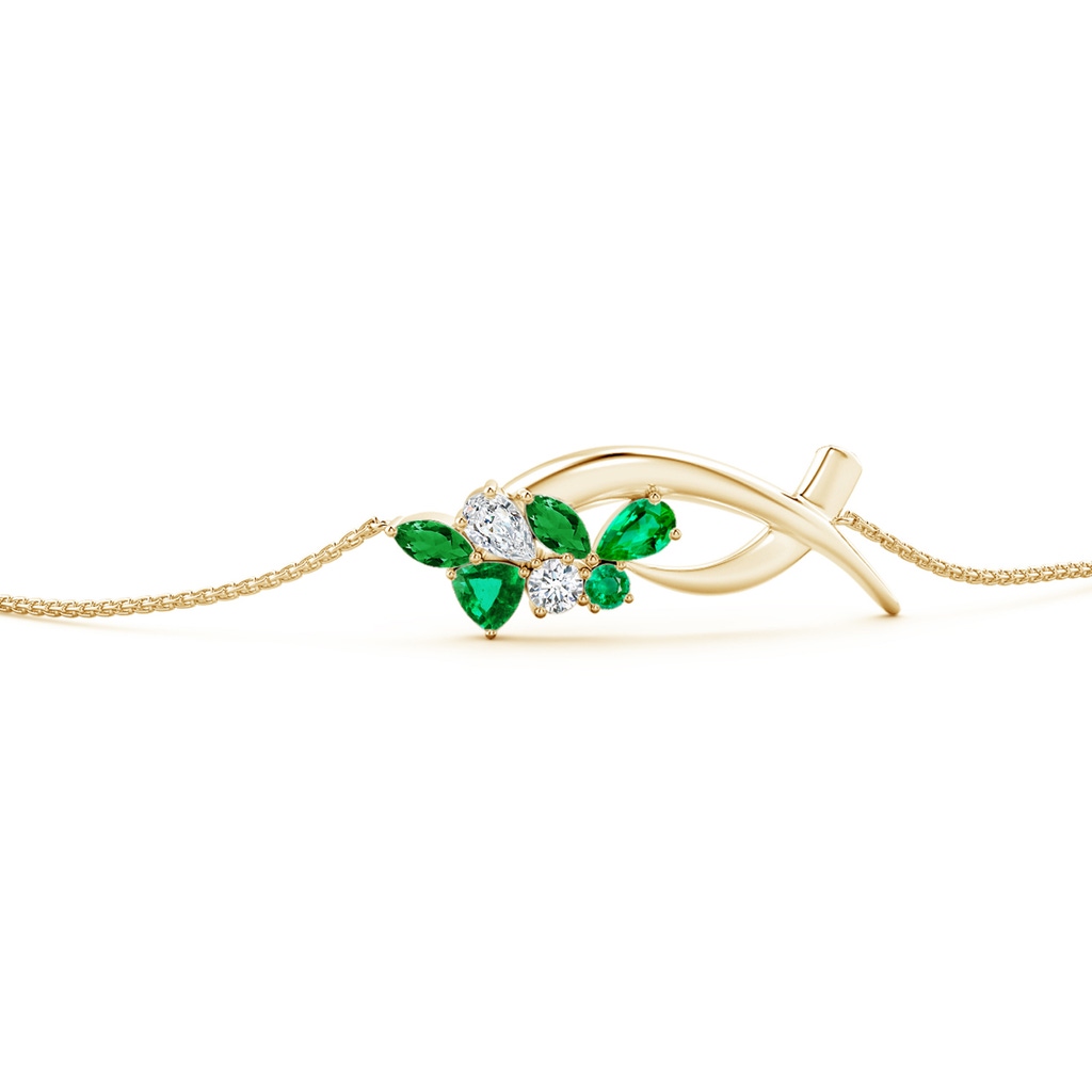5x3mm AAA Natori x Angara Multi-Shape Emerald & Diamond Sumi Stroke Bolo Bracelet in Yellow Gold Side-2