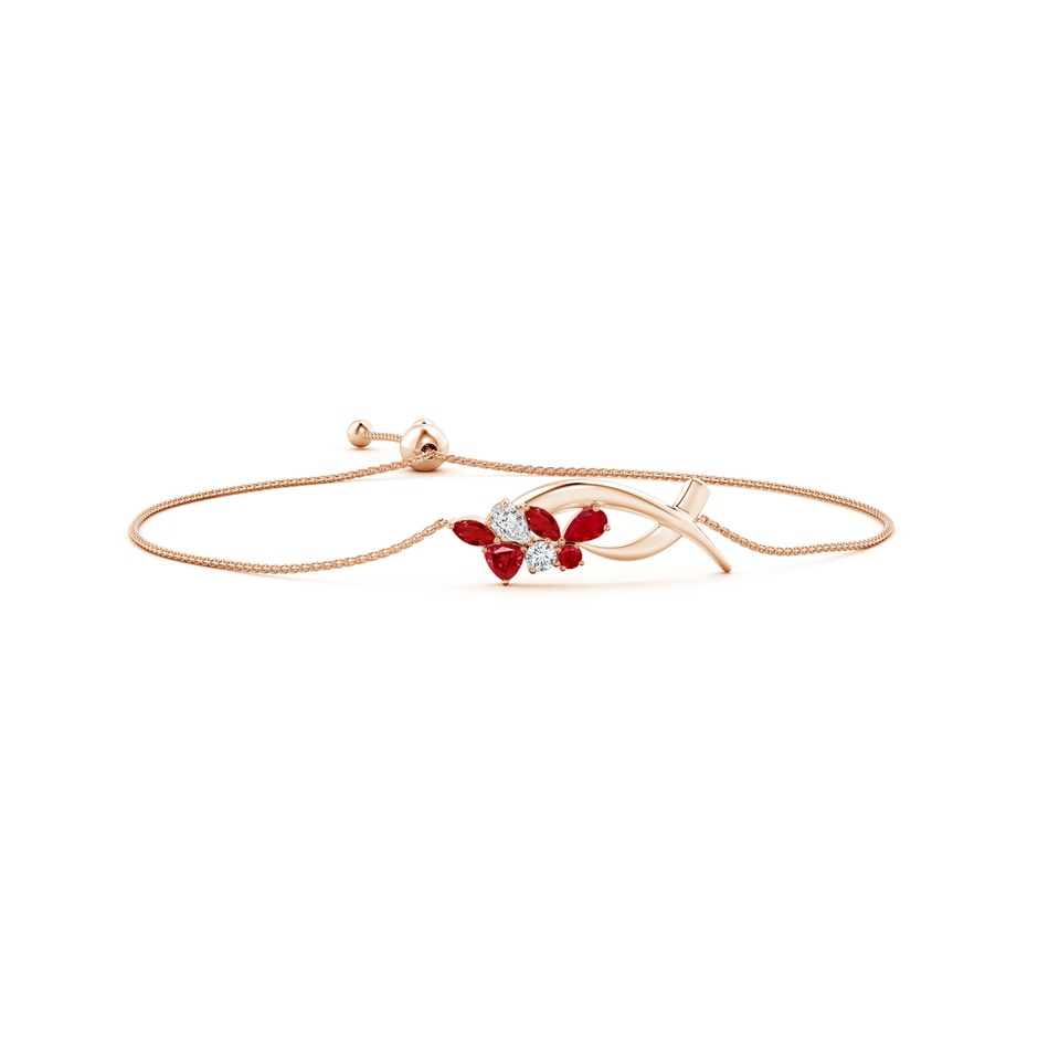 5x3mm AAA Natori x Angara Multi-Shape Ruby & Diamond Sumi Stroke Bolo Bracelet in Rose Gold 