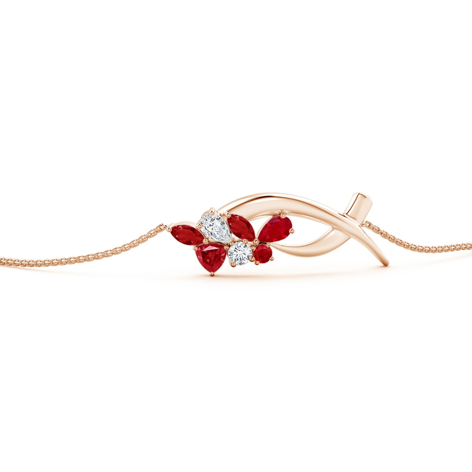 5x3mm AAA Natori x Angara Multi-Shape Ruby & Diamond Sumi Stroke Bolo Bracelet in Rose Gold side-2