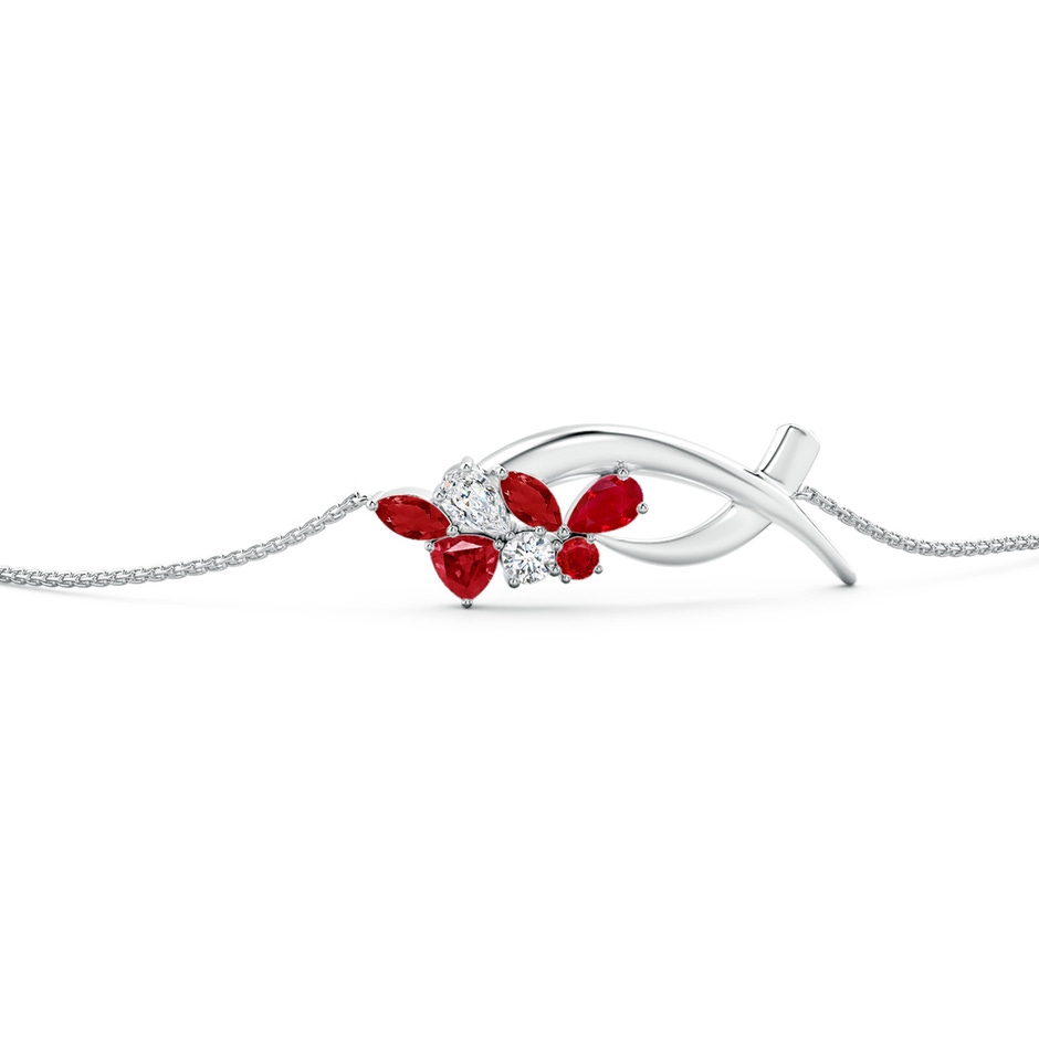 5x3mm AAA Natori x Angara Multi-Shape Ruby & Diamond Sumi Stroke Bolo Bracelet in White Gold side-2