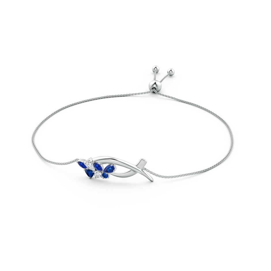 5x3mm AAA Natori x Angara Multi-Shape Sapphire & Diamond Sumi Stroke Bolo Bracelet in White Gold side-1