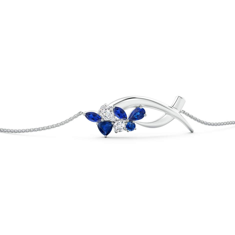 5x3mm AAA Natori x Angara Multi-Shape Sapphire & Diamond Sumi Stroke Bolo Bracelet in White Gold side-2