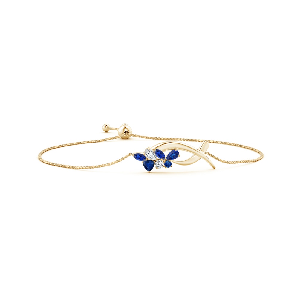 5x3mm AAA Natori x Angara Multi-Shape Sapphire & Diamond Sumi Stroke Bolo Bracelet in Yellow Gold