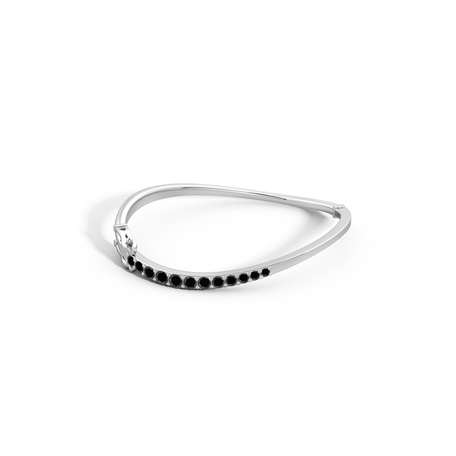 4mm AA Natori x Angara Shangri-la - Brush Stroke Half Black Diamond Studded Shangri-La Bracelet in White Gold lifestyle