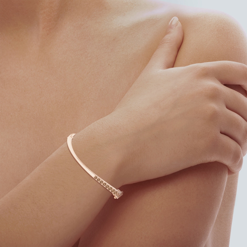 4mm AAA Natori x Angara Shangri-la - Brush Stroke Half Coffee Diamond Studded Shangri-La Bracelet in Rose Gold body-bra