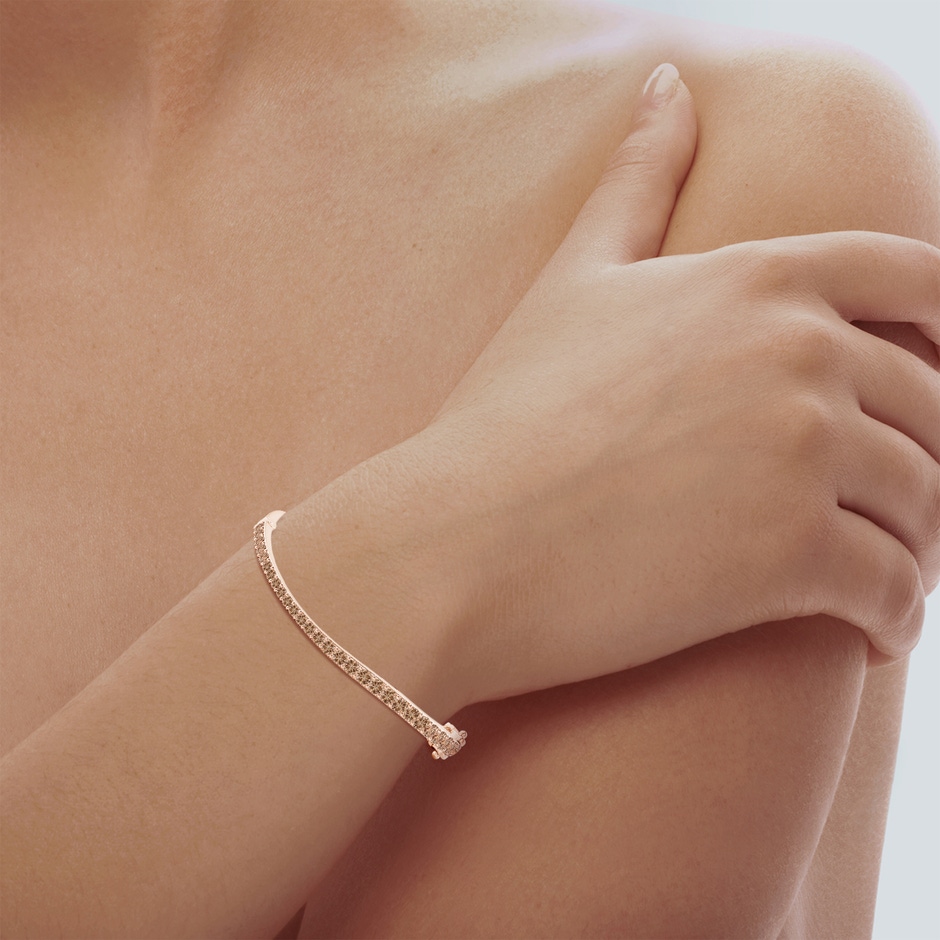 3.7mm AAA Natori x Angara Shangri-la - Brush Stroke Coffee Diamond Shangri-La Bracelet in Rose Gold body-bra