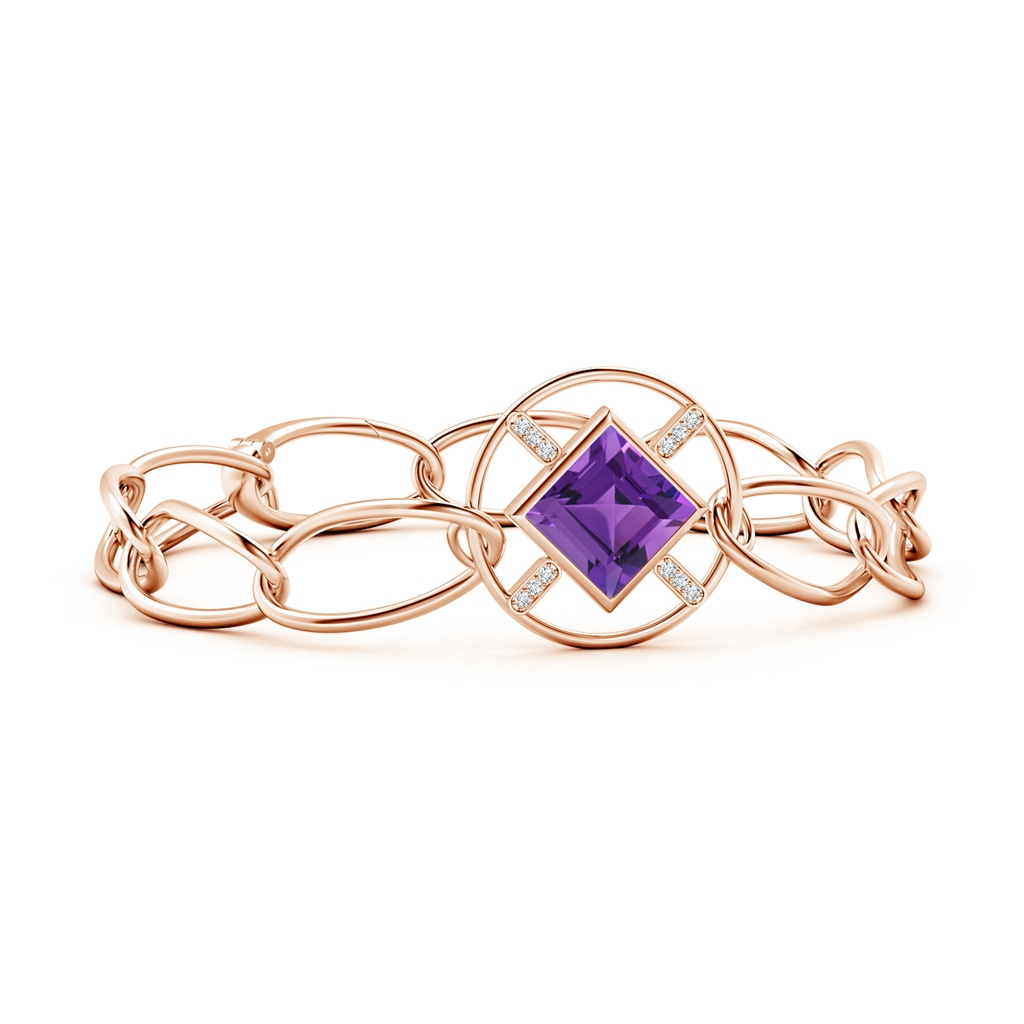 9mm AAA Natori x Angara Infinity Concentric Circle Amethyst Bracelet with Diamond Bars in Rose Gold