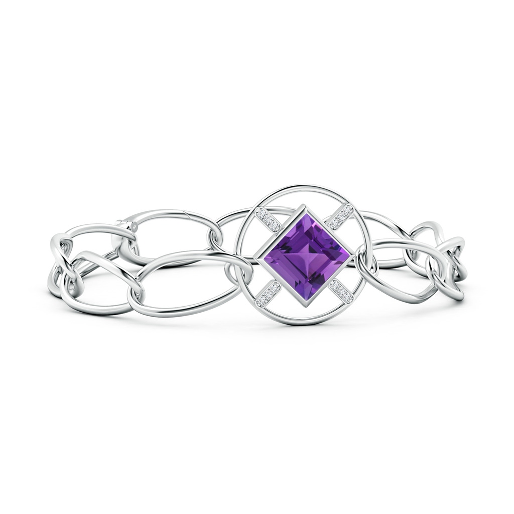 9mm AAA Natori x Angara Infinity Concentric Circle Amethyst Bracelet with Diamond Bars in White Gold