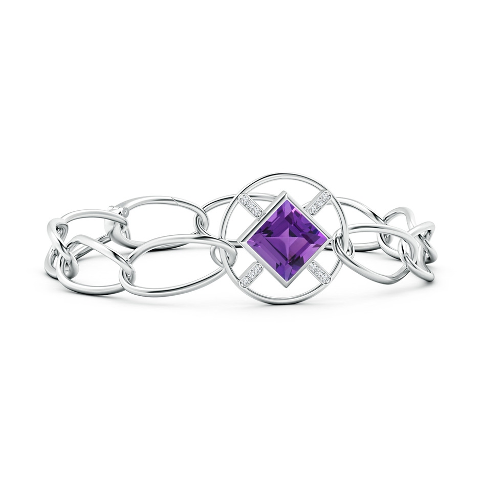 9mm AAA Natori x Angara Infinity Concentric Circle Amethyst Bracelet with Diamond Bars in White Gold 