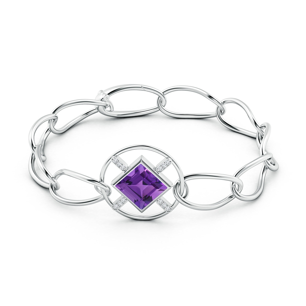 9mm AAA Natori x Angara Infinity Concentric Circle Amethyst Bracelet with Diamond Bars in White Gold Side 199