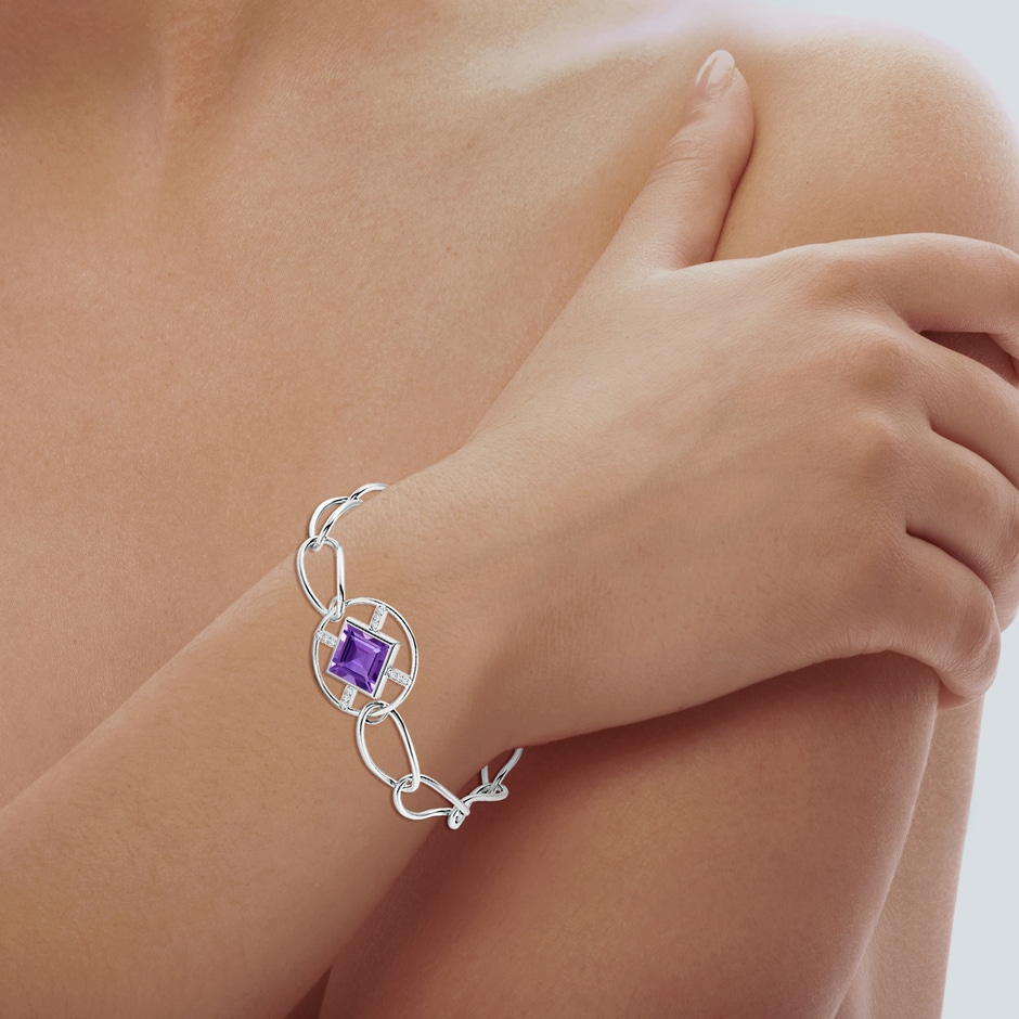 9mm AAA Natori x Angara Infinity Concentric Circle Amethyst Bracelet with Diamond Bars in White Gold brac