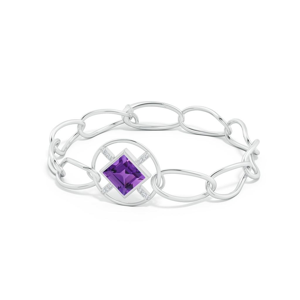 9mm AAA Natori x Angara Infinity Concentric Circle Amethyst Bracelet with Diamond Bars in White Gold Side 399