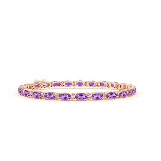 5x3mm A Classic Oval Amethyst and Diamond Tennis Bracelet in 9K Rose Gold