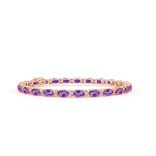 5x3mm AA Classic Oval Amethyst and Diamond Tennis Bracelet in 10K Rose Gold