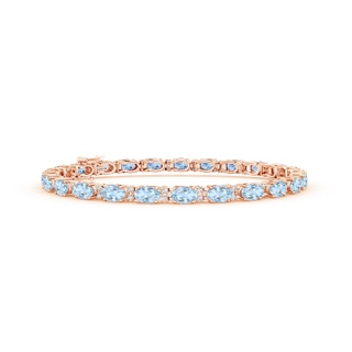 5x3mm AA Classic Oval Aquamarine and Diamond Tennis Bracelet in Rose Gold