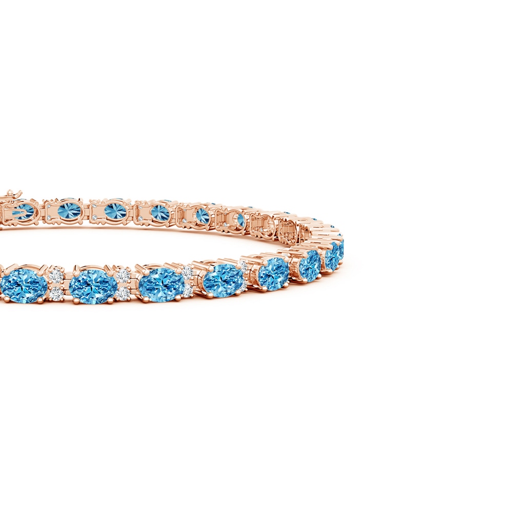 4x3mm AAAA Classic Oval Fancy Intense Blue and White Diamond Tennis Bracelet in Rose Gold - side 199