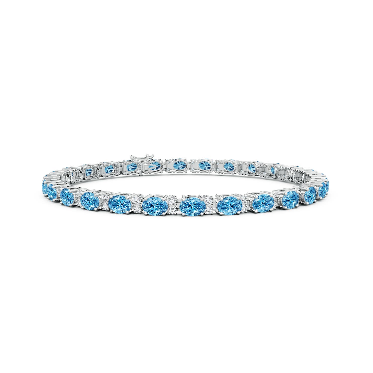 Angara 3.81 CTW Classic Oval Fancy Intense Blue and White Diamond Tennis Bracelet in 14K White Gold