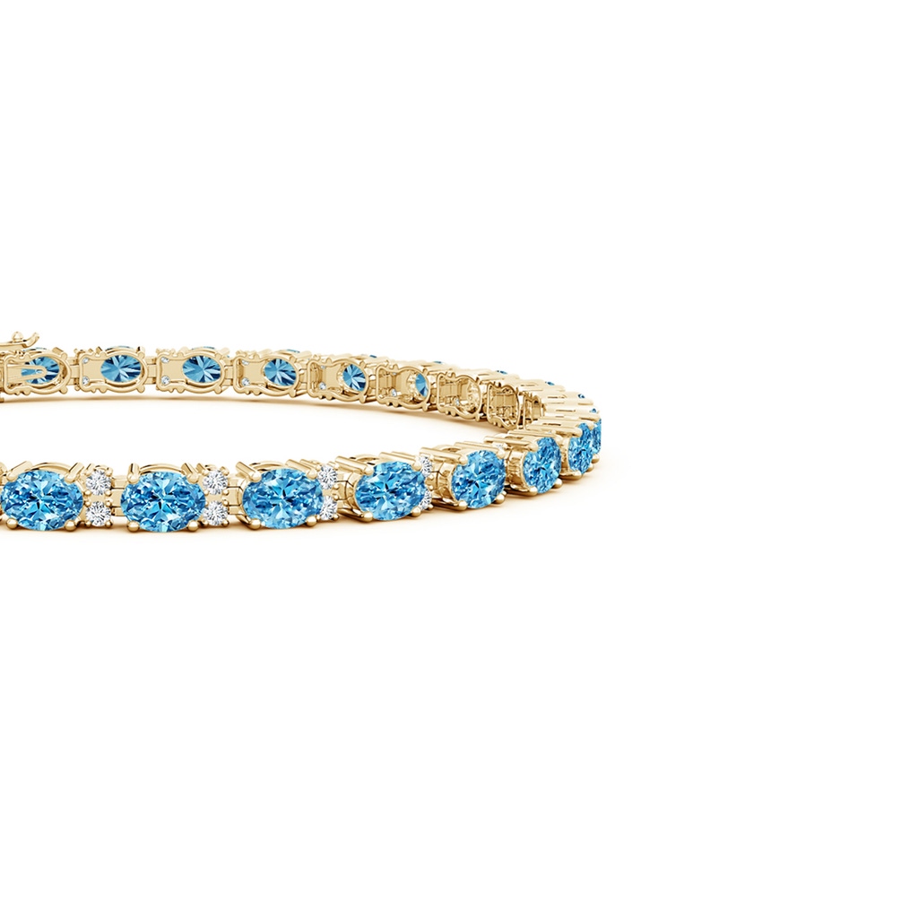 4x3mm AAAA Classic Oval Fancy Intense Blue and White Diamond Tennis Bracelet in Yellow Gold - side 199