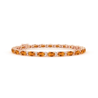 5x3mm AAA Classic Oval Citrine and Diamond Tennis Bracelet in 10K Rose Gold