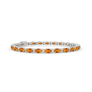 5x3mm AAA Classic Oval Citrine and Diamond Tennis Bracelet in White Gold