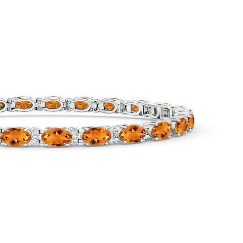 5x3mm AAA Classic Oval Citrine and Diamond Tennis Bracelet in White Gold - side 3