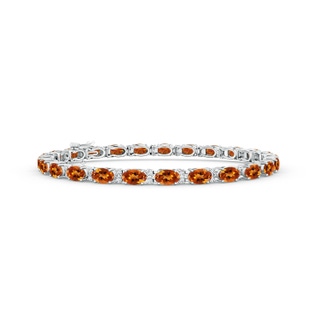 5x3mm AAAA Classic Oval Citrine and Diamond Tennis Bracelet in White Gold