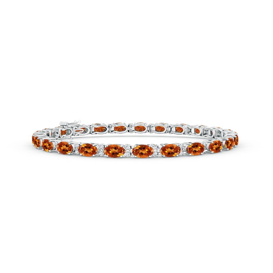 5x3mm AAAA Classic Oval Citrine and Diamond Tennis Bracelet in White Gold 