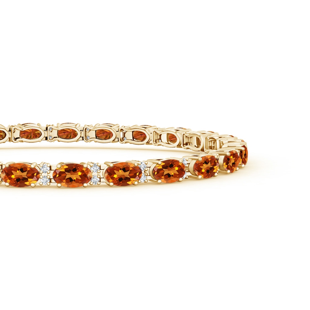 5x3mm AAAA Classic Oval Citrine and Diamond Tennis Bracelet in Yellow Gold Side-1