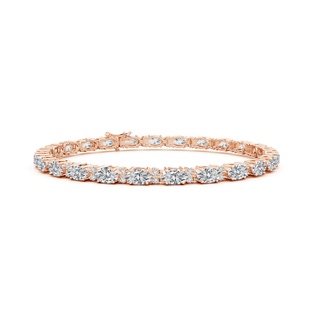 5x3mm HSI2 Classic Oval Diamond Tennis Bracelet With Accents in 18K Rose Gold