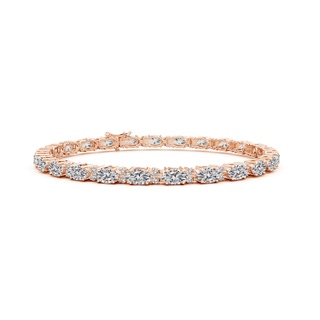 5x3mm IJI1I2 Classic Oval Diamond Tennis Bracelet With Accents in 18K Rose Gold