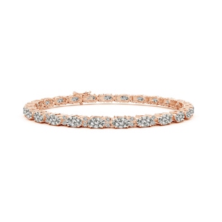 5x3mm KI3 Classic Oval Diamond Tennis Bracelet With Accents in 9K Rose Gold