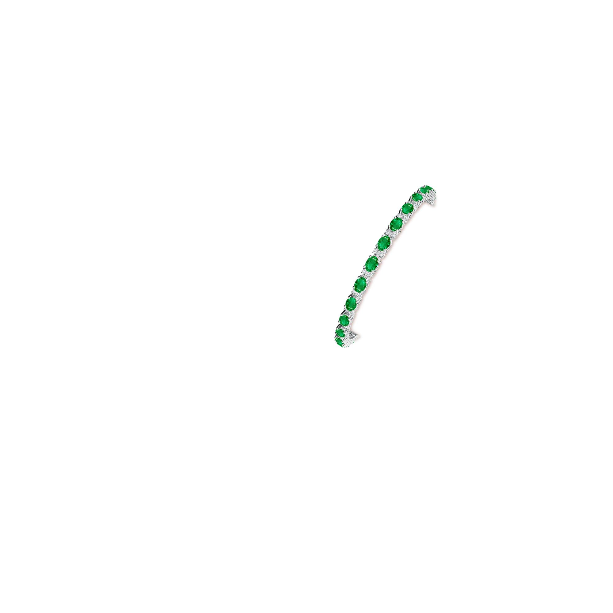 4x3mm AAA Classic Oval Emerald and Diamond Tennis Bracelet in White Gold - body_arm