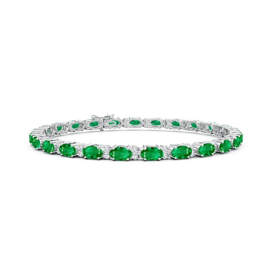 5x3mm AAA Classic Oval Emerald and Diamond Tennis Bracelet in White Gold 