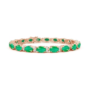 6x4mm A Classic Oval Emerald and Diamond Tennis Bracelet in Rose Gold