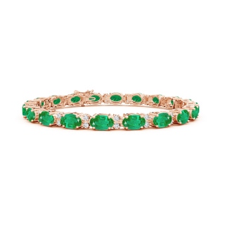 6x4mm AA Classic Oval Emerald and Diamond Tennis Bracelet in Rose Gold