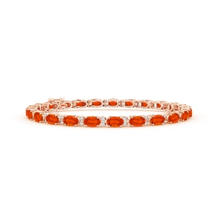 5x3mm AAA Classic Oval Fire Opal and Diamond Tennis Bracelet in 9K Rose Gold