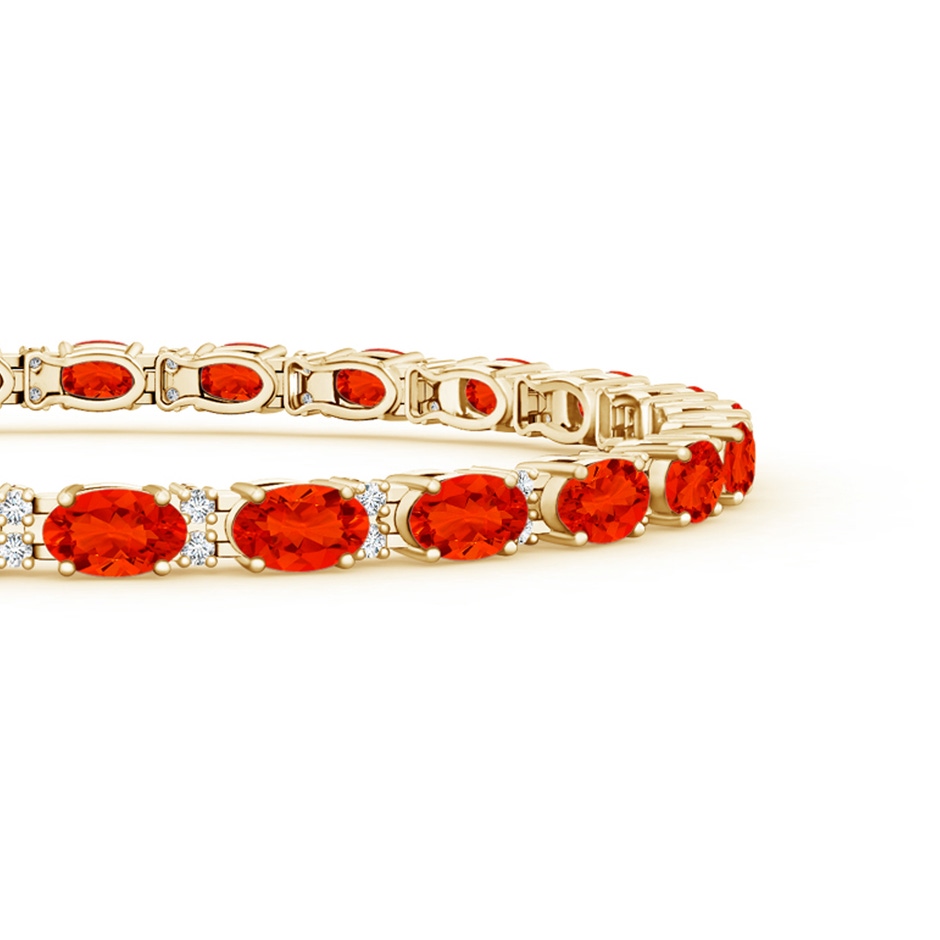 5x3mm AAAA Classic Oval Fire Opal and Diamond Tennis Bracelet in Yellow Gold side 199