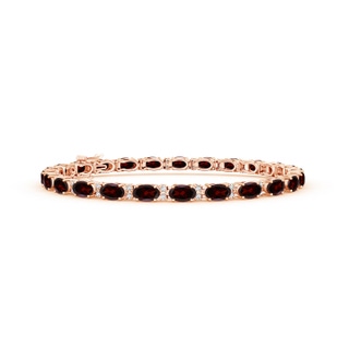 5x3mm A Classic Oval Garnet and Diamond Tennis Bracelet in Rose Gold