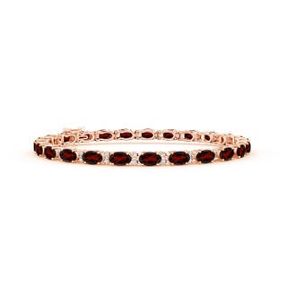 5x3mm AA Classic Oval Garnet and Diamond Tennis Bracelet in Rose Gold