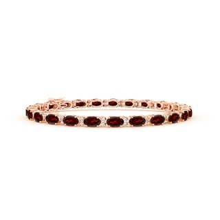 5x3mm AAA Classic Oval Garnet and Diamond Tennis Bracelet in Rose Gold