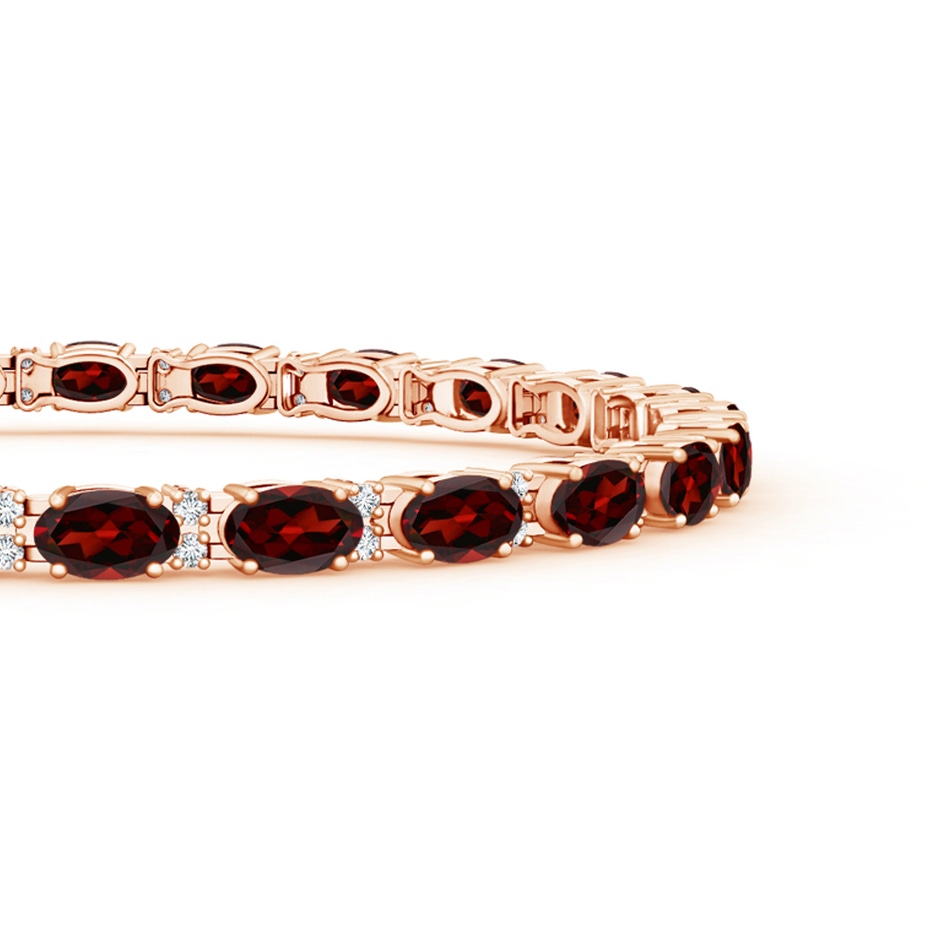 5x3mm AAA Classic Oval Garnet and Diamond Tennis Bracelet in Rose Gold side-1